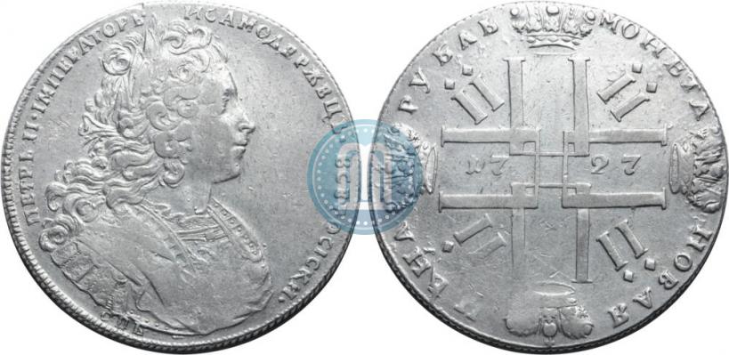 Фото 1 рубль 1727 года СПБ "Петербургский тип"