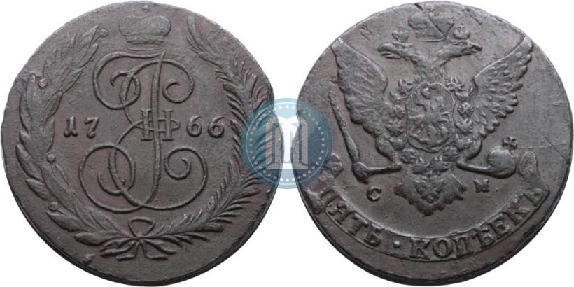 Picture 5 kopecks 1766 year СМ 