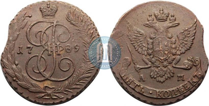 Фото 5 копеек 1789 года АМ 