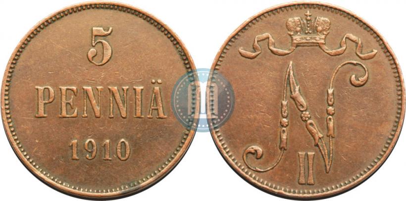 Picture 5 pennia 1910 year  