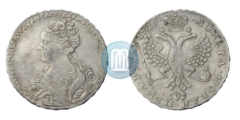 Picture 1 rouble 1726 year  "Moscow type, portrait turned to the left"