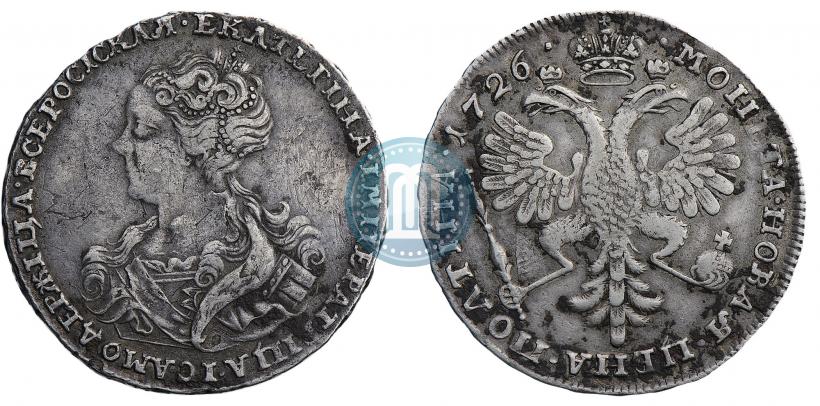 Фото Полтина 1726 года  "Московский тип, портрет влево"