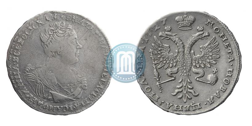 Фото Полтина 1727 года  "Московский тип, портрет вправо"