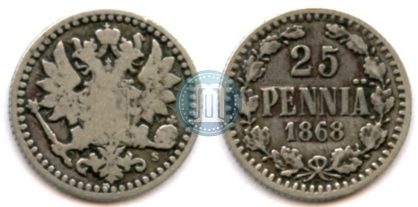 Фото 25 пенни 1868 года S 