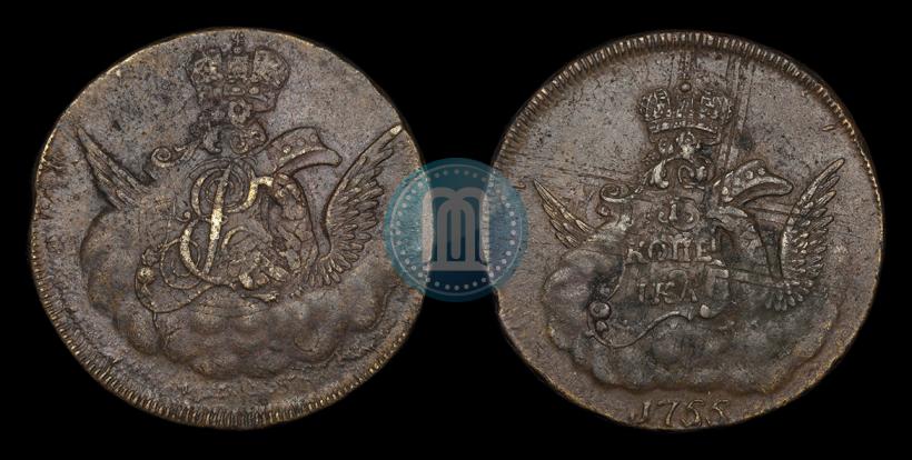 Picture 1 kopeck 1755 year  