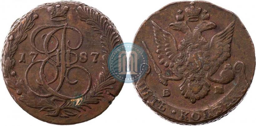 Фото 5 копеек 1787 года ЕМ 
