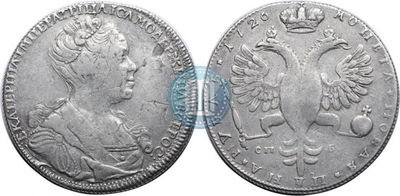 Picture 1 rouble 1726 year СПБ "Petersburg type, portrait turned to the right"