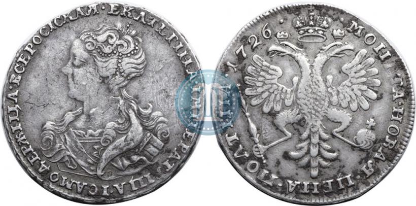 Фото Полтина 1726 года  "Московский тип, портрет влево"
