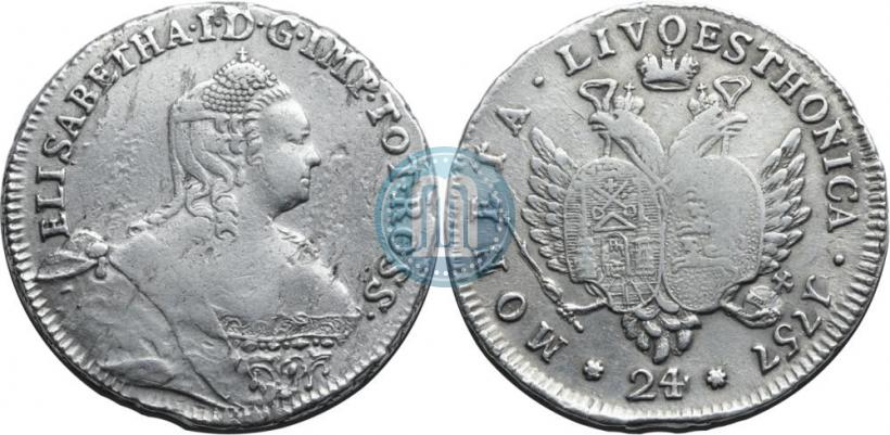 Picture 24 kopecks 1757 year  "For Livonia"