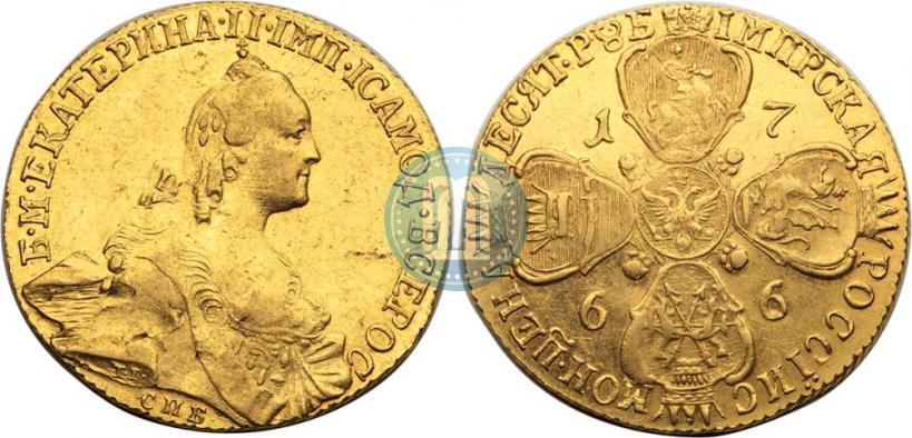 Фото 10 рублей 1766 года СПБ 