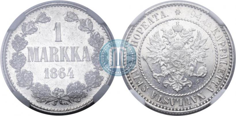 Picture 1 markka 1864 year S 