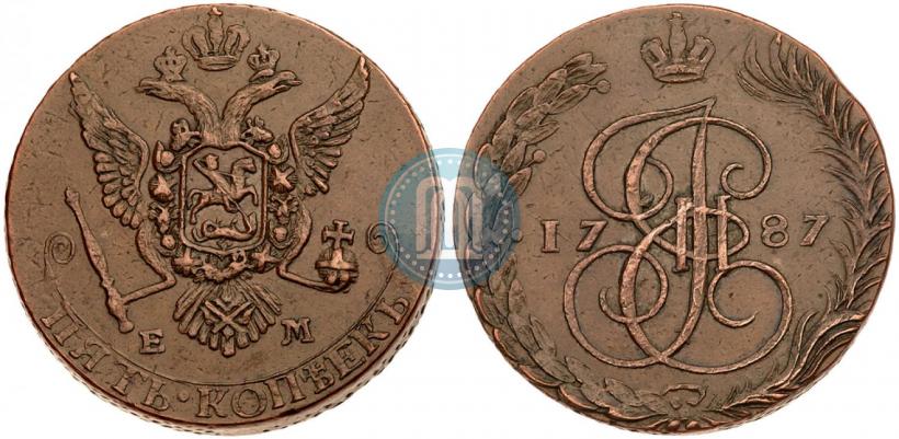 Picture 5 kopecks 1787 year ЕМ 