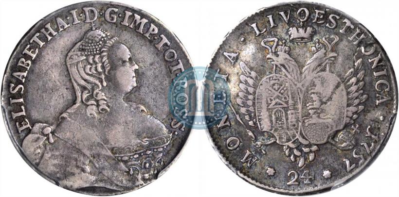 Picture 24 kopecks 1757 year  "For Livonia"