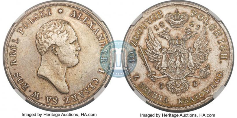 Picture 10 złotych 1821 year IB 