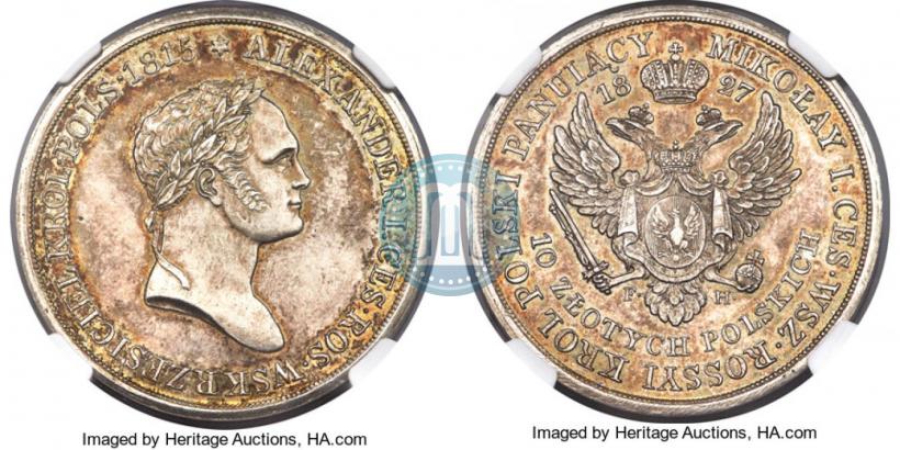 Picture 10 złotych 1827 year FH 