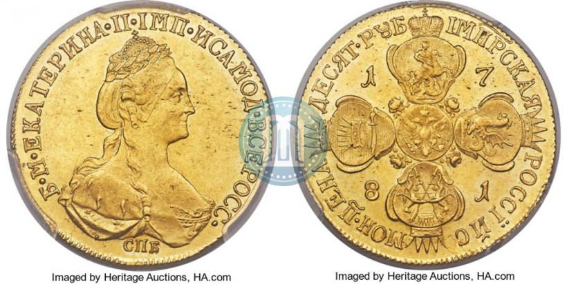 Picture 10 roubles 1781 year СПБ 