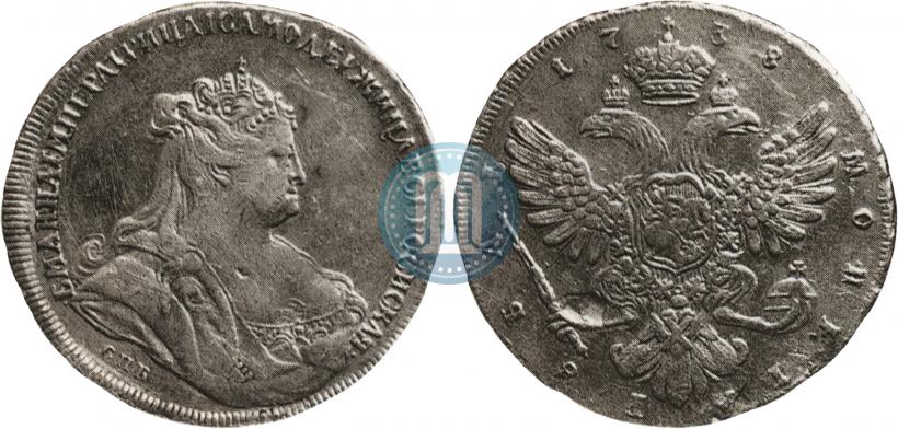 Фото 1 рубль 1738 года СПБ "Петербургский тип"