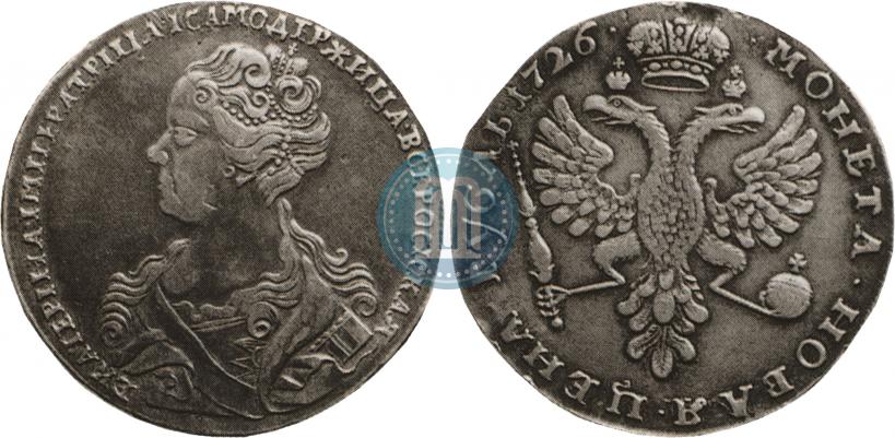 Picture 1 rouble 1726 year  "Moscow type, portrait turned to the left"