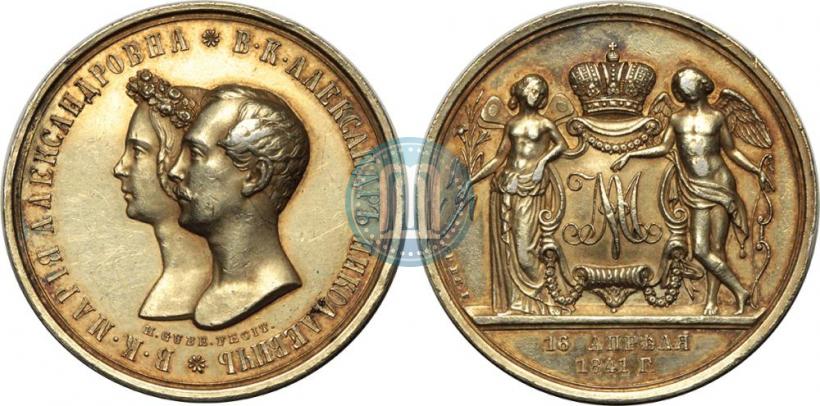 Picture Medal 1841 year H. GUBE. FECIT "In the memory of the wedding of the crown prince"