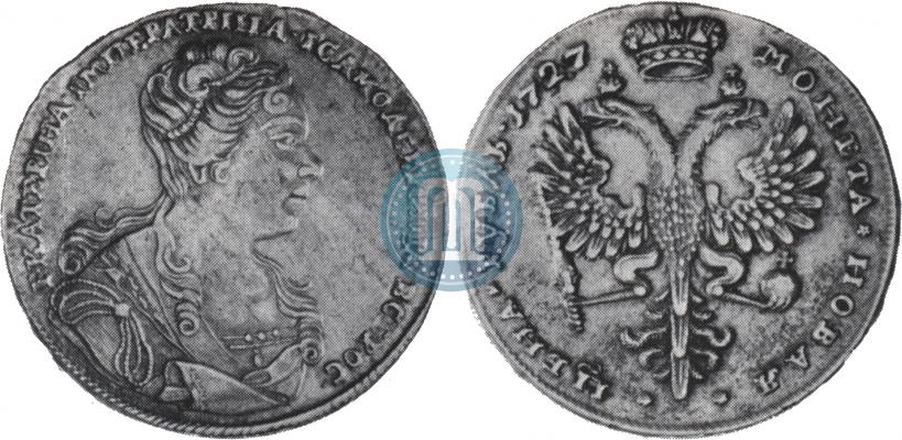 Фото 1 рубль 1727 года  "Московский тип, портрет вправо"