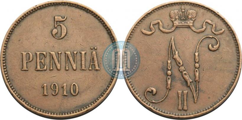 Фото 5 пенни 1910 года  