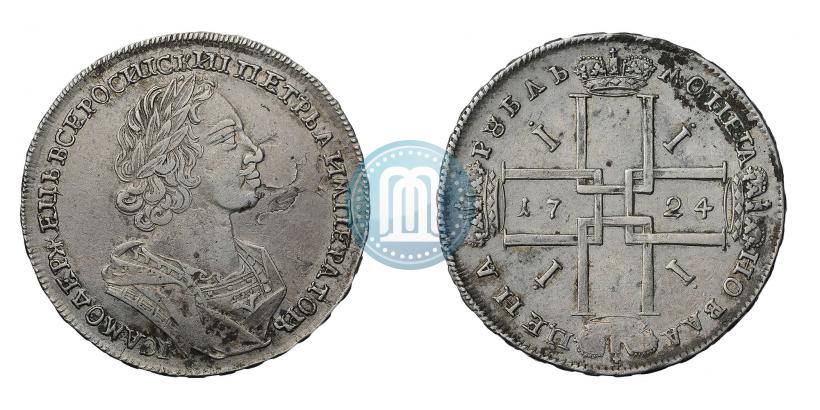 Фото 1 рубль 1724 года  "Портрет в античных доспехах"