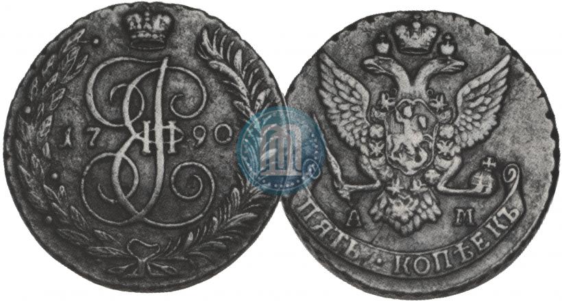 Picture 5 kopecks 1790 year АМ 
