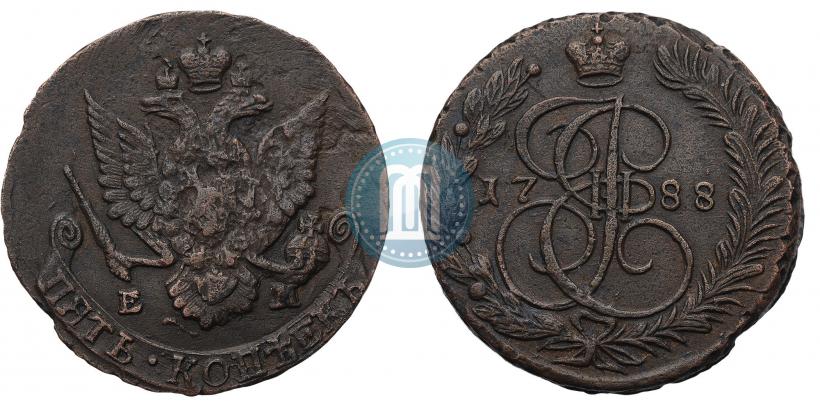 Picture 5 kopecks 1788 year ЕМ 