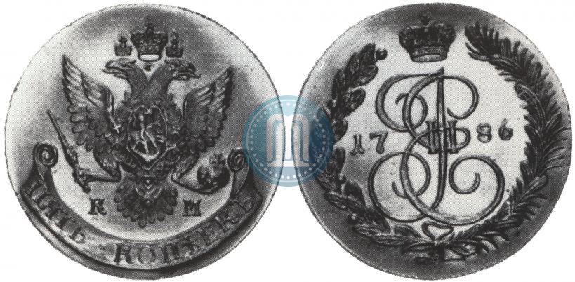 Фото 5 копеек 1786 года КМ 