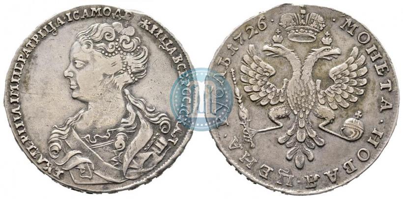 Фото 1 рубль 1726 года  "Московский тип, портрет влево"