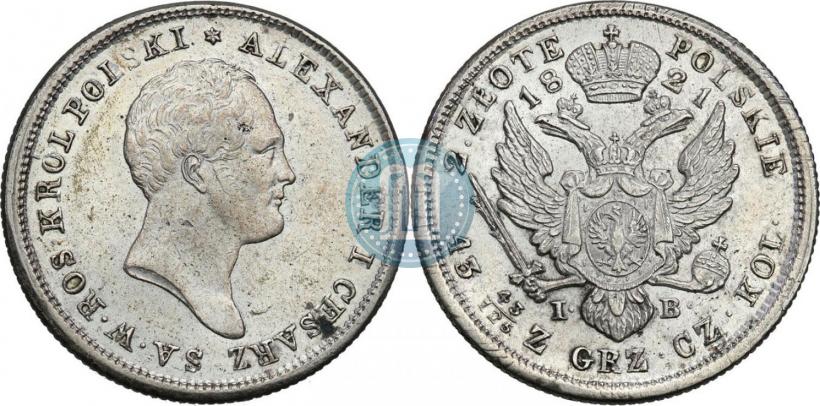 Фото 2 злотых 1821 года IB 