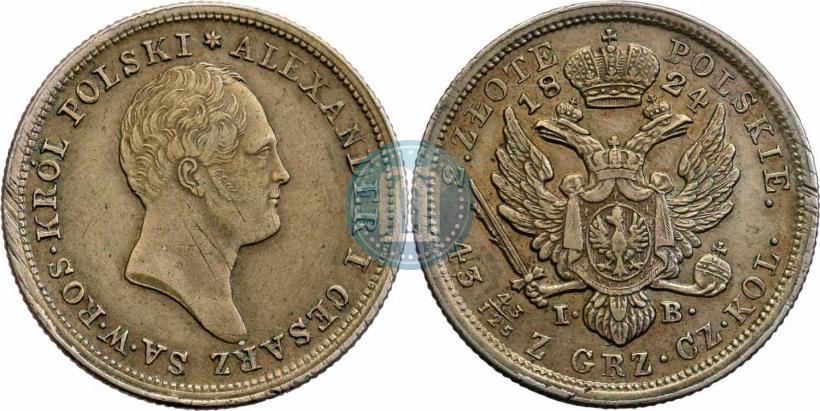 Фото 2 злотых 1824 года IB 