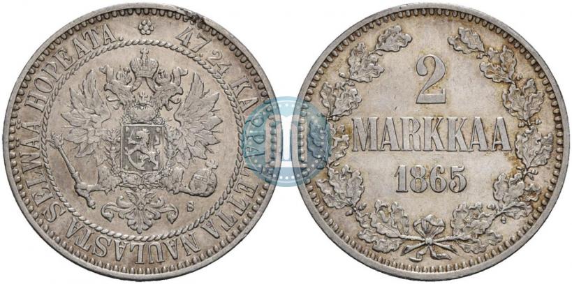 Picture 2 markkaa 1865 year S 