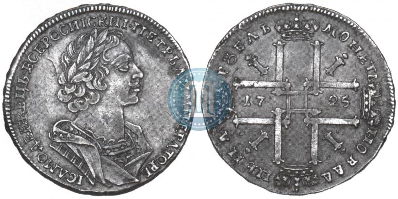 Фото 1 рубль 1725 года  "Портрет в античных доспехах"