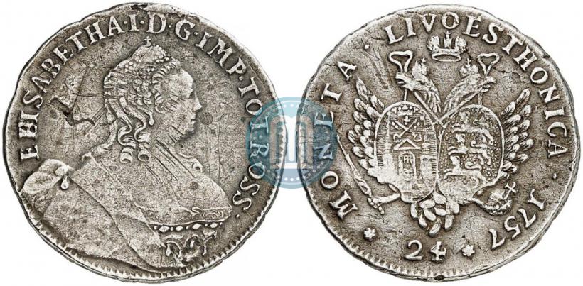 Picture 24 kopecks 1757 year  "For Livonia"