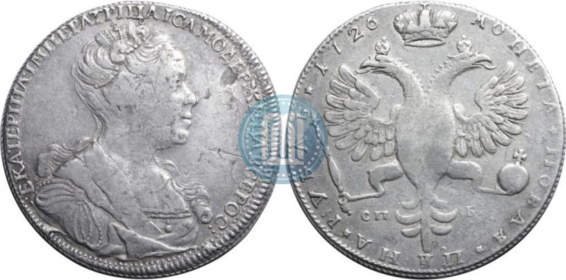 Picture 1 rouble 1726 year СПБ "Petersburg type, portrait turned to the right"