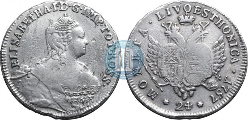 Picture 24 kopecks 1757 year  "For Livonia"