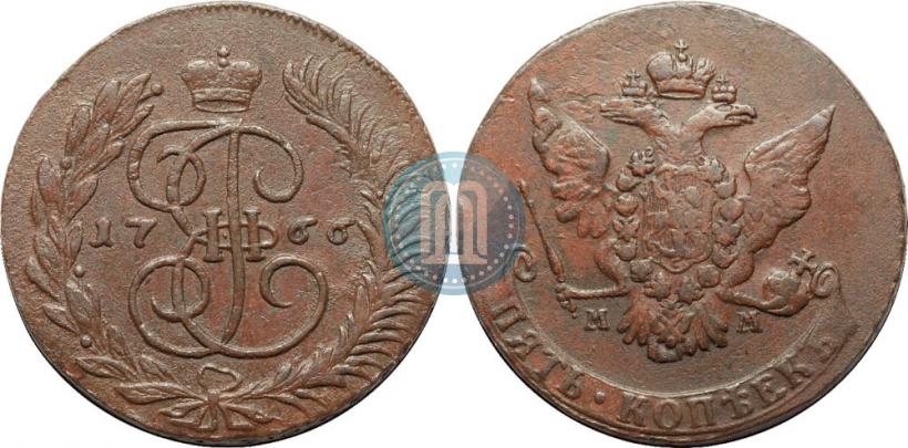Picture 5 kopecks 1766 year ММ 