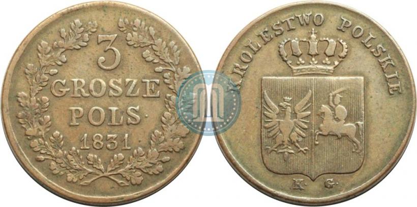 Picture 3 grosze 1831 year KG "Polish uprising"
