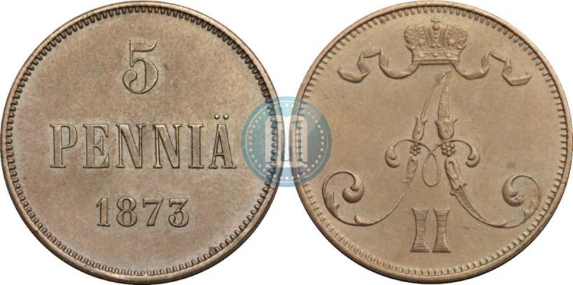 Picture 5 pennia 1873 year  