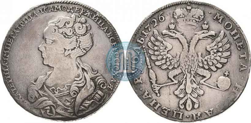 Picture 1 rouble 1726 year  "Moscow type, portrait turned to the left"