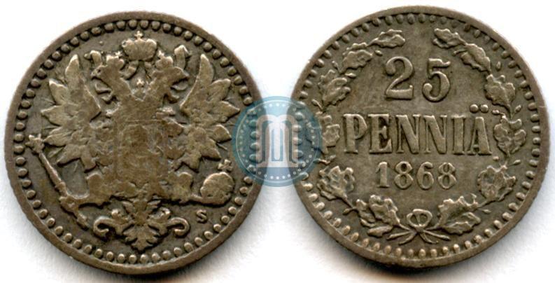 Фото 25 пенни 1868 года S 