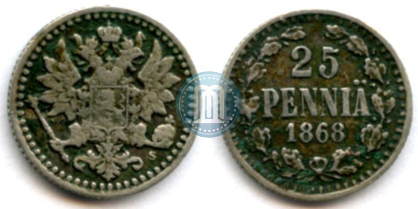 Фото 25 пенни 1868 года S 
