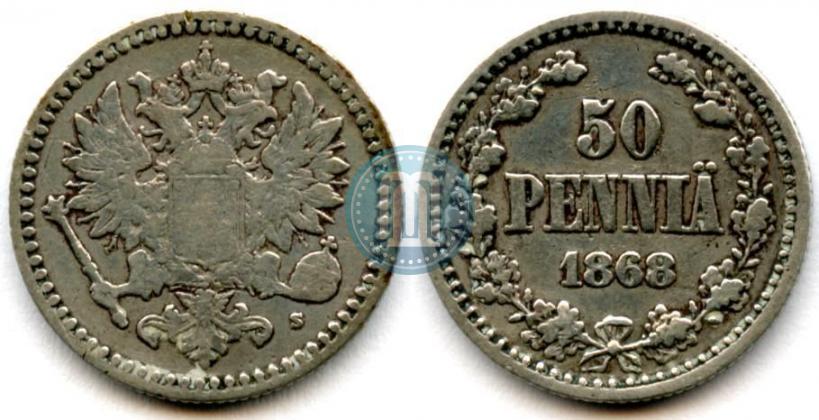 Фото 50 пенни 1868 года S 
