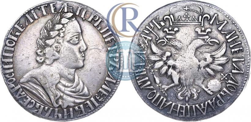 Picture Poltina 1702 year  "Without ribbons near the wreath"
