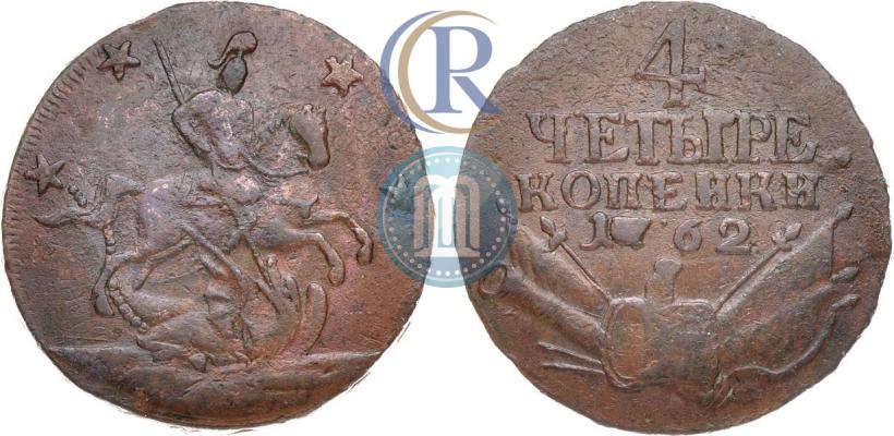 Picture 4 kopecks 1762 year  