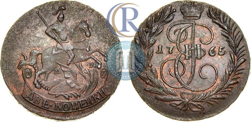 Фото 2 копейки 1765 года ММ 
