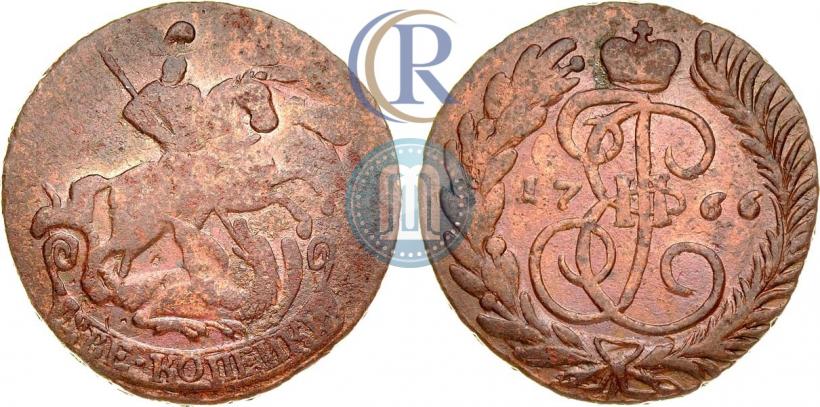 Picture 2 kopecks 1766 year  