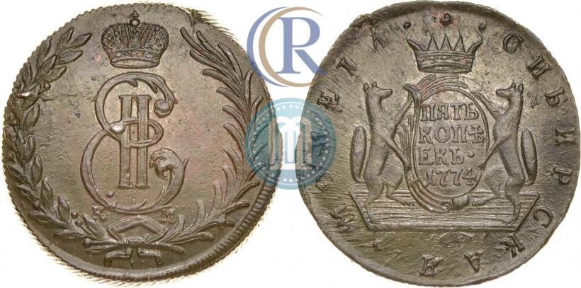 Фото 5 копеек 1774 года КМ 