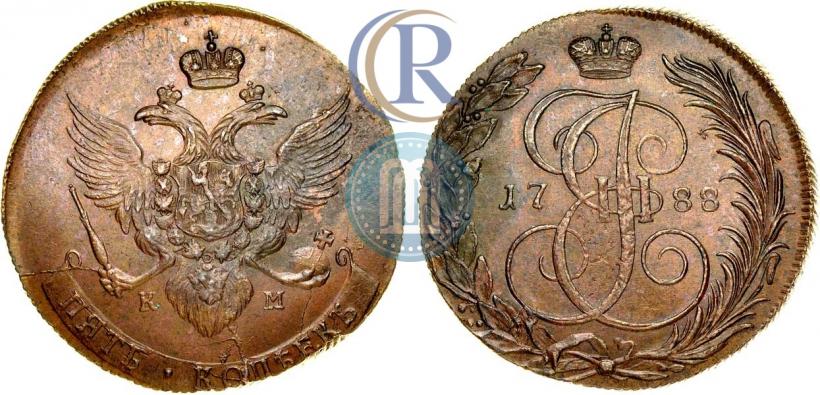 Фото 5 копеек 1788 года КМ 